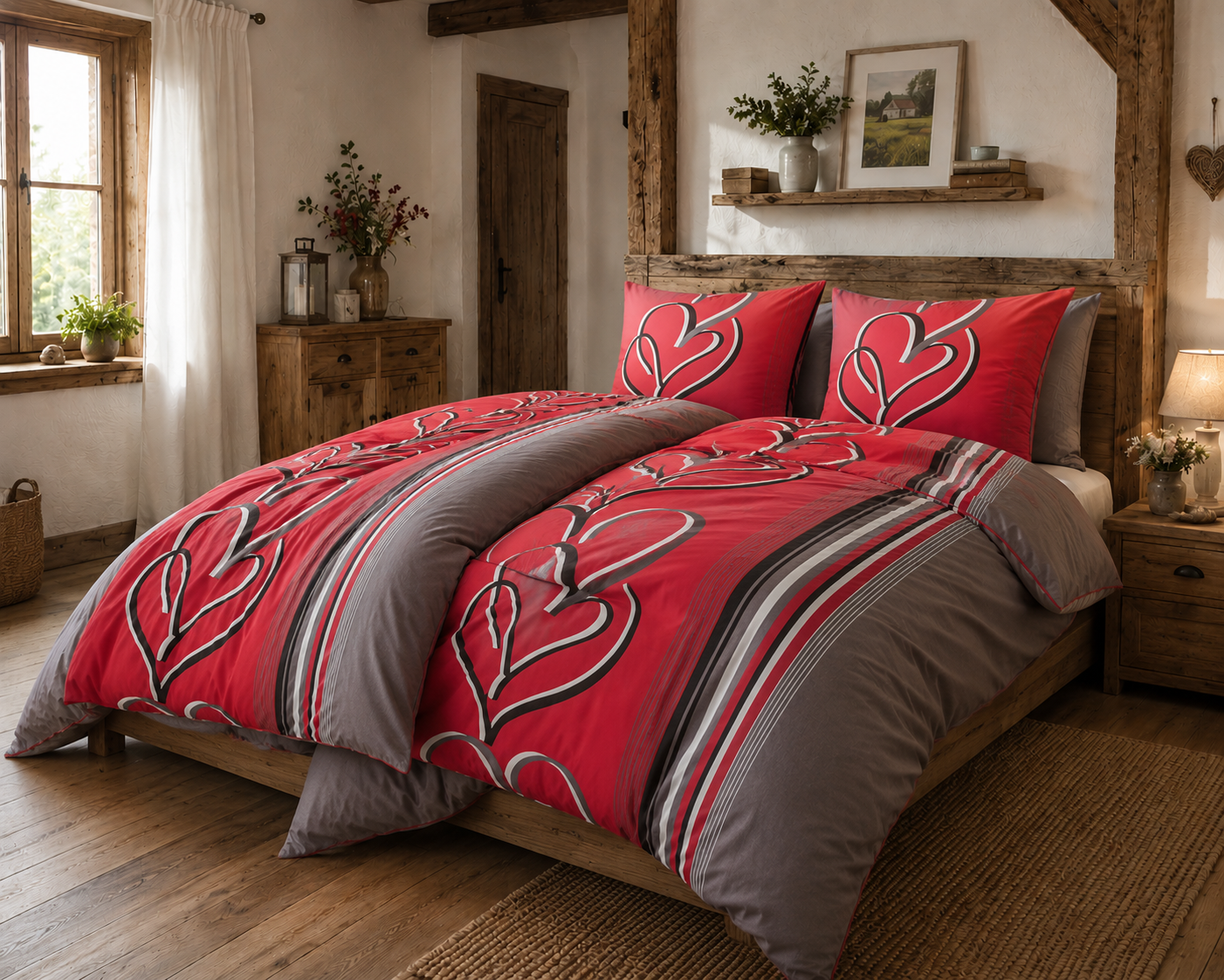 herzen-wendebettw-sche-135x200-2-teilig-rot-anthrazit-baumwollmix image 5
