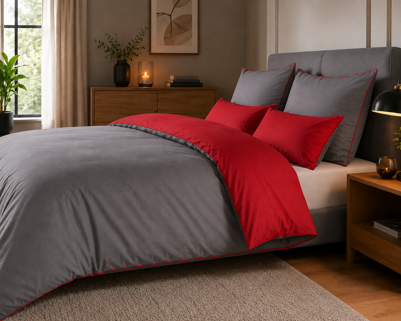 bettw-sche-rot-grau-135x200-mikrofaser-wende-kn-pfe image 3