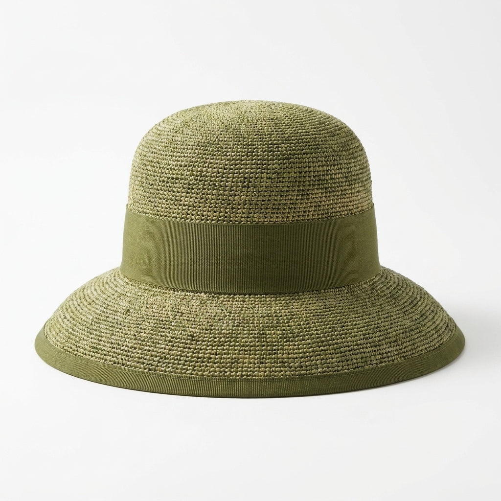 samis-raffia-glocke-cloche-strohhut-oliv-one-size image 1