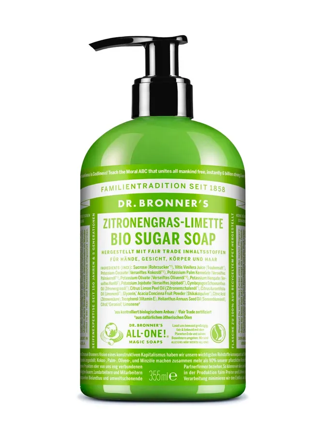 dr-bronner-s-bio-sugar-soap-zitronengras-limette-355-ml image 1