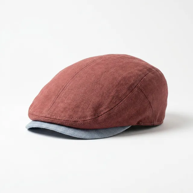 samis-flatcaps-flatcap-schieberm-tze-rot-leinen image 1