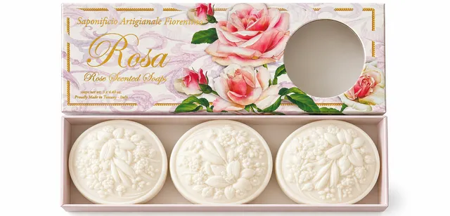saponificio-fiorentino-rosa-seifenset-3x125-g-rosenduft image 1