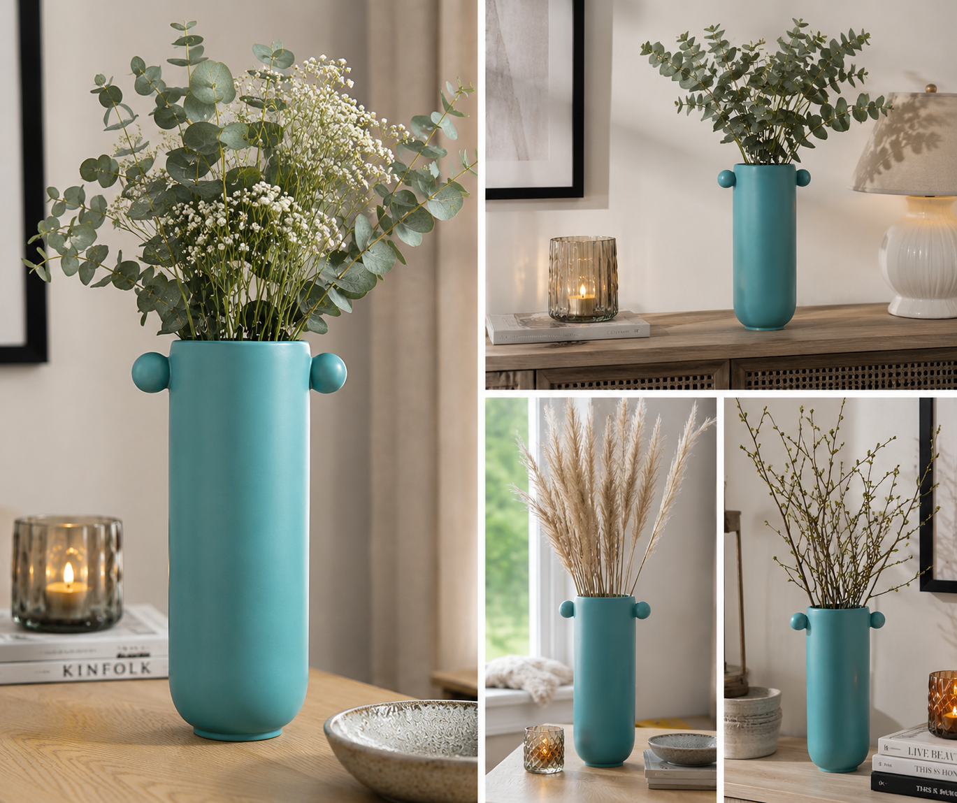 nesbel-couch-dekovase-t-rkis-30-cm-vase-mit-kugelgriffen image 3