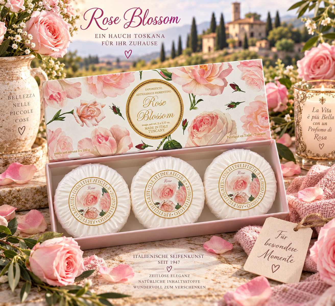 saponificio-artigianale-fiorentino-rose-blossom-seifenset-3x100-g image 2