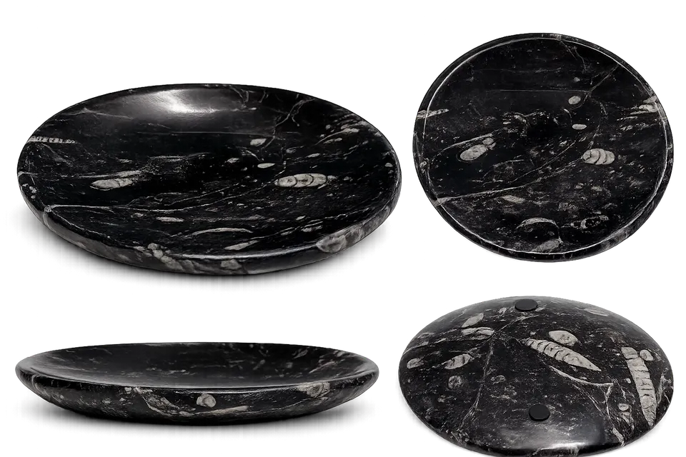 orthoceras-dekoschale-fossilienstein-schwarz-15x11-5-cm image 1