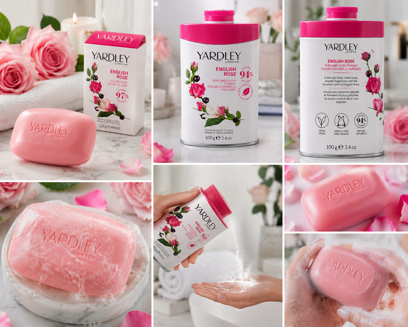 yardley-london-english-rose-pflegeset-puder-100g-seife-125g image 5