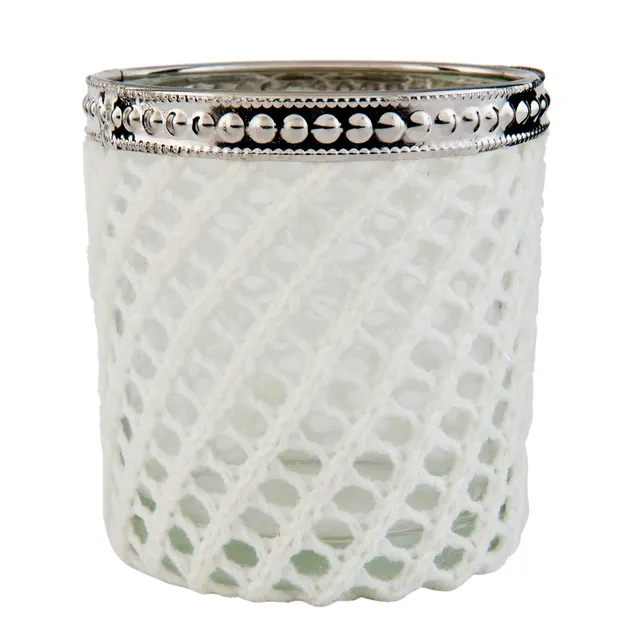 clayre-eef-teelichthalter-glas-mit-wollmantel-landhaus-8x9-cm image 1