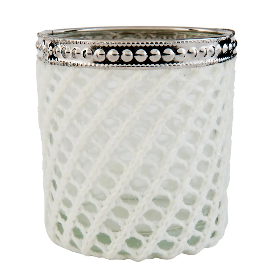 clayre-eef-teelichthalter-glas-mit-wollmantel-landhaus-8x9-cm image 1