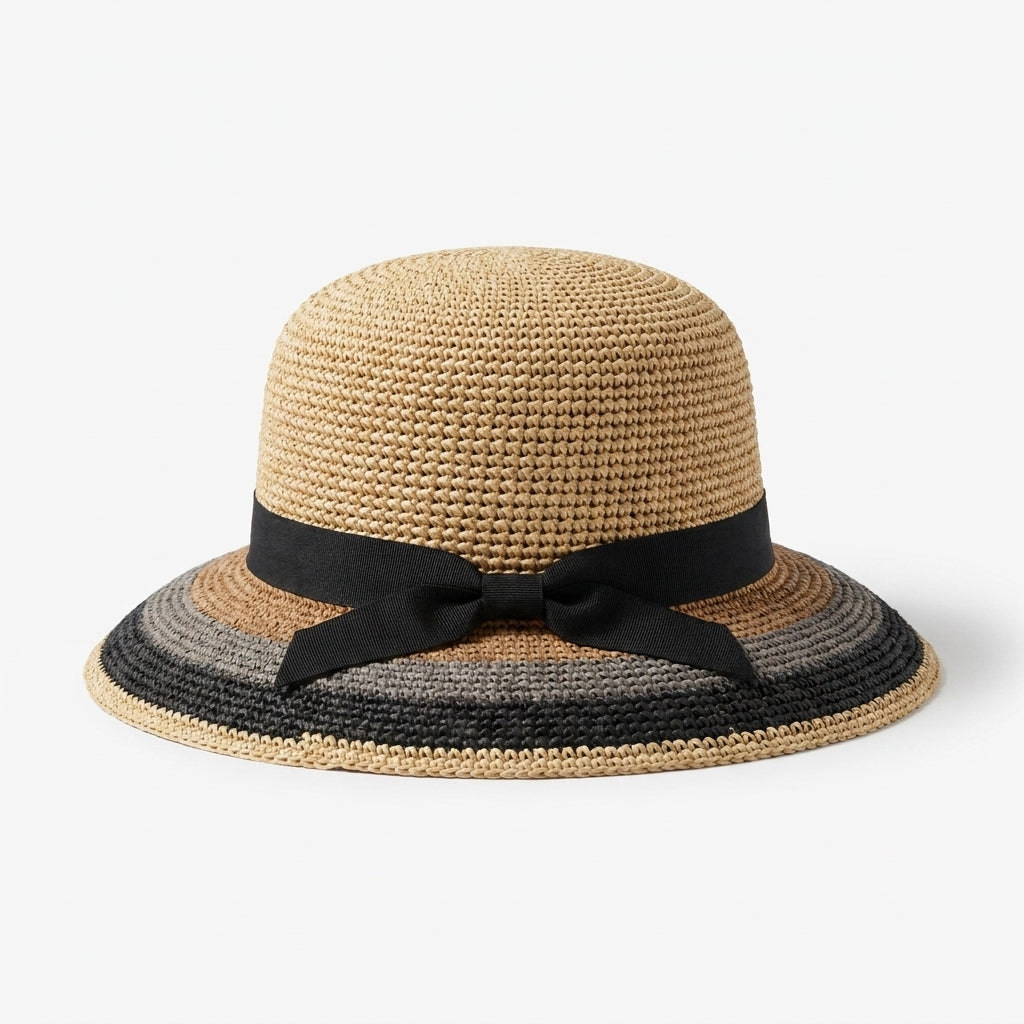 samis-cloche-raffia-strohhut-schwarz-orange-uni image 1