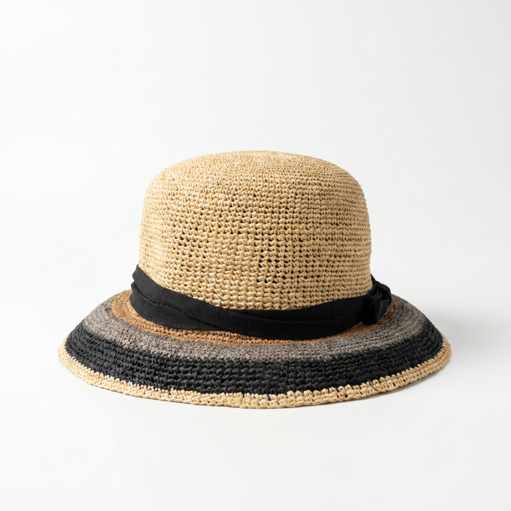 samis-cloche-raffia-strohhut-schwarz-orange-uni image 4