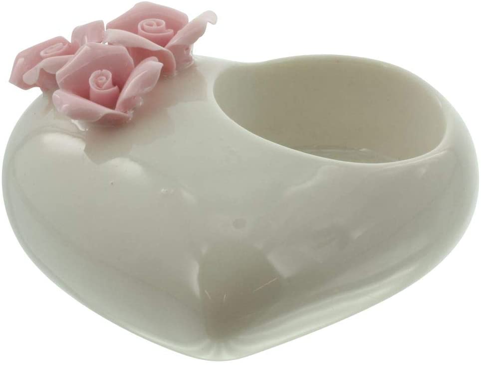 nesbel-teelichthalter-keramik-herz-rosen-cremewei-9-cm image 2