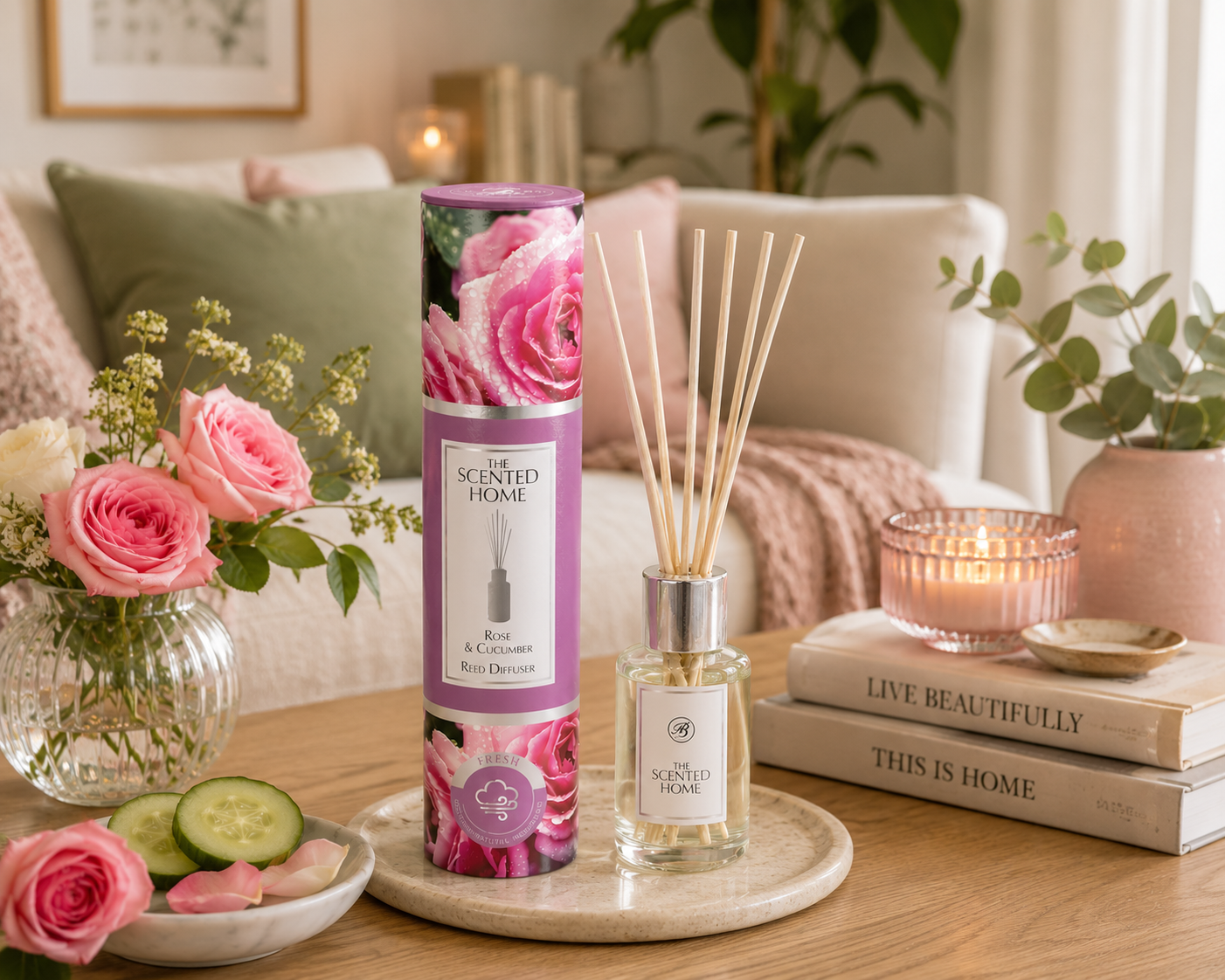 the-scented-home-rose-cucumber-duftdiffuser-150-ml-floral image 4