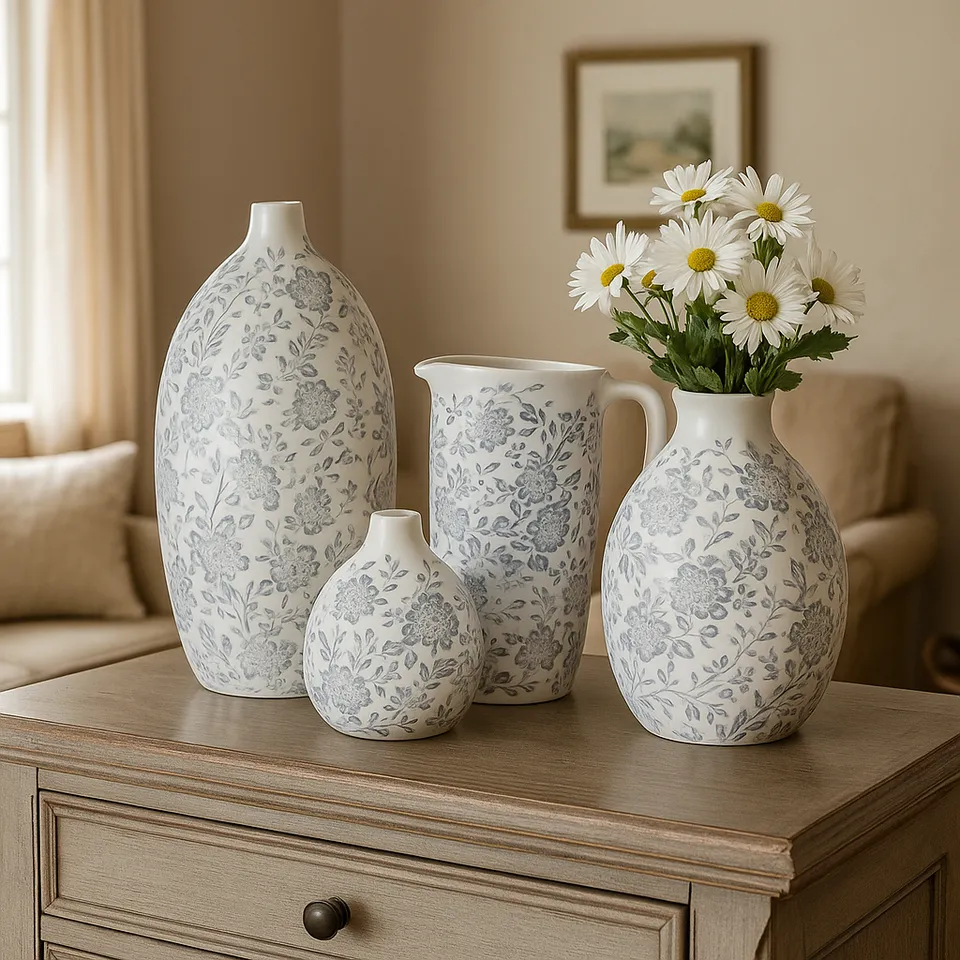 keramik-vase-krug-millefleur-19cm-romantisch-glasiert image 1
