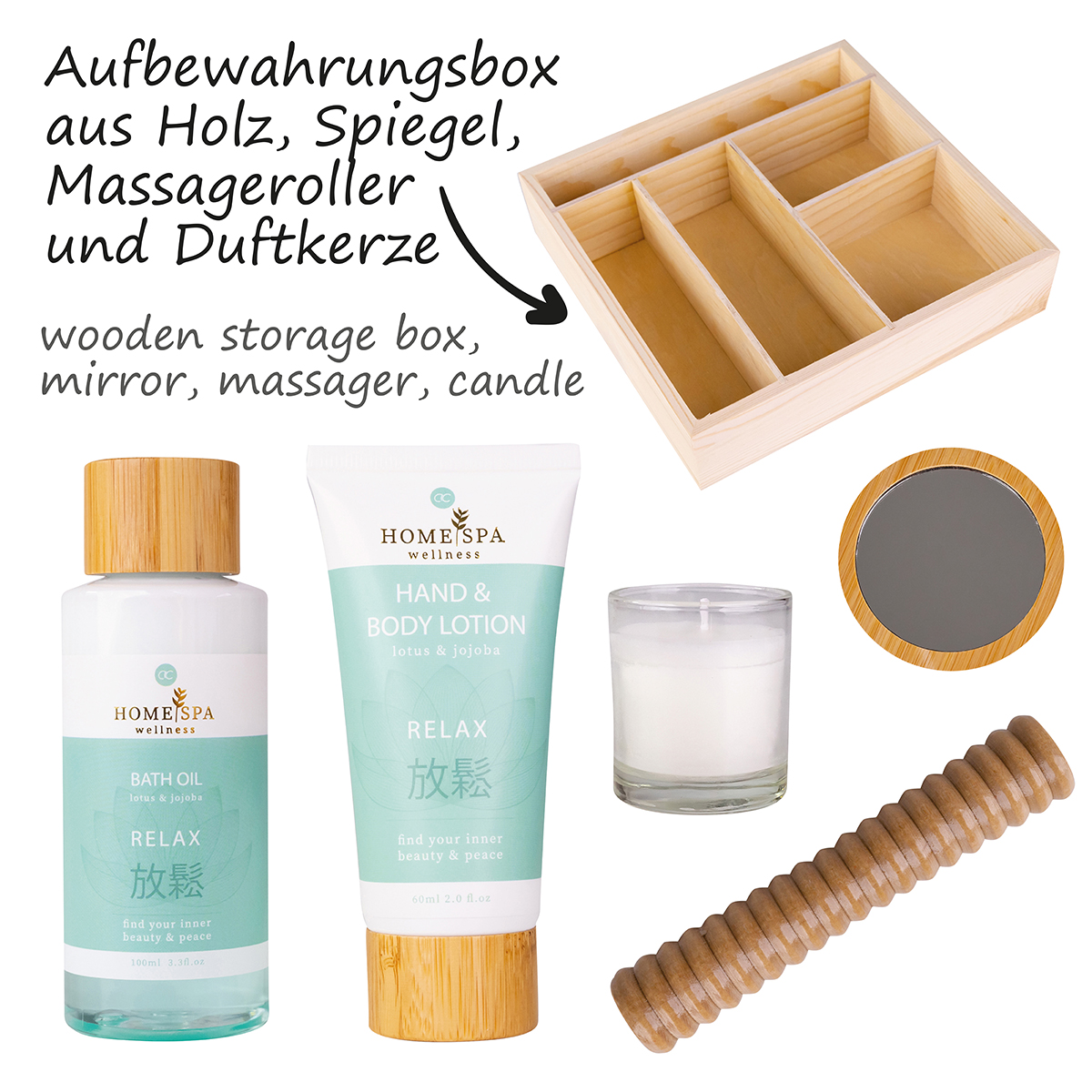 accentra-home-spa-badeset-jojoba-lotus-holzbox-geschenkset image 2