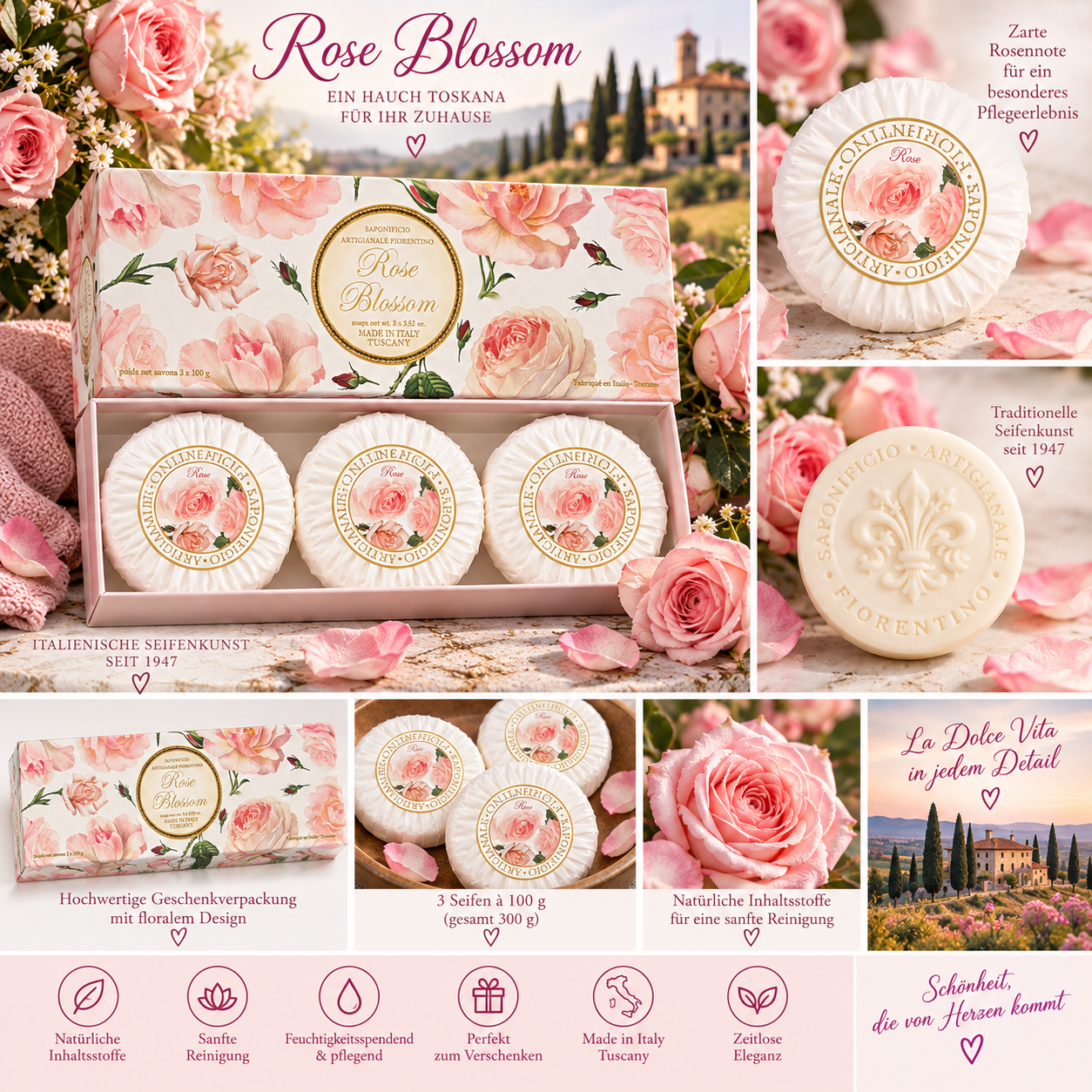 saponificio-artigianale-fiorentino-rose-blossom-seifenset-3x100-g image 3