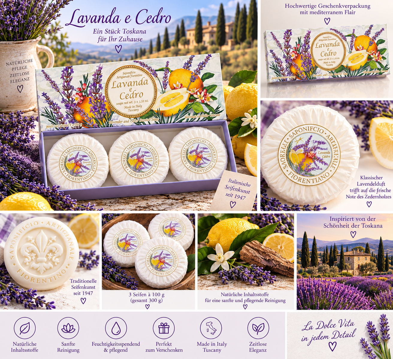 saponificio-fiorentino-seifenset-lavendel-zitrone-3x100g-seife image 3