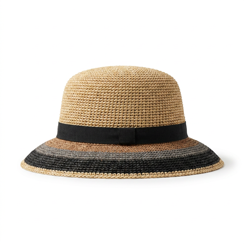 samis-cloche-raffia-strohhut-schwarz-orange-uni image 5