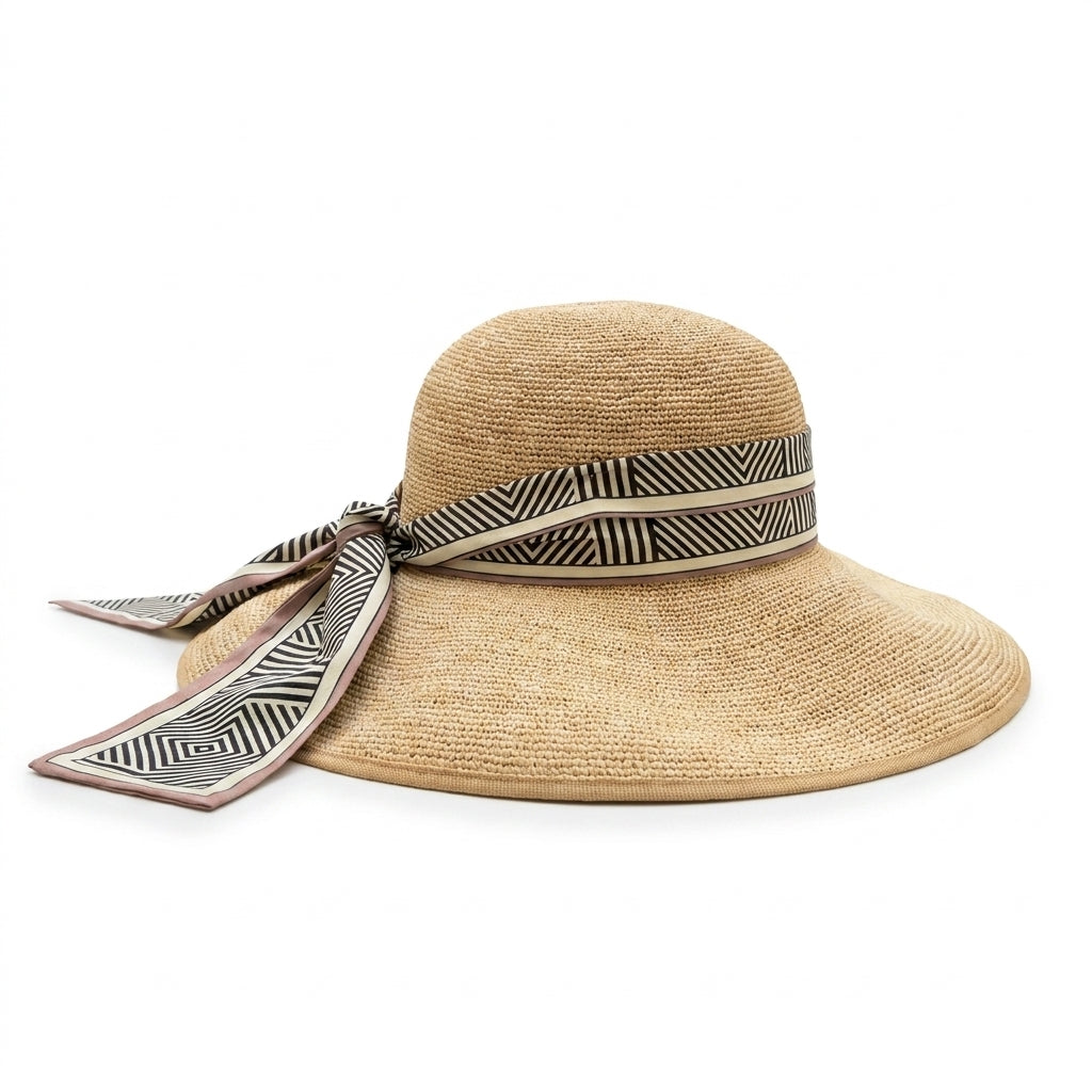 samis-cloche-flapper-strohhut-natur-mit-seidentuch image 2