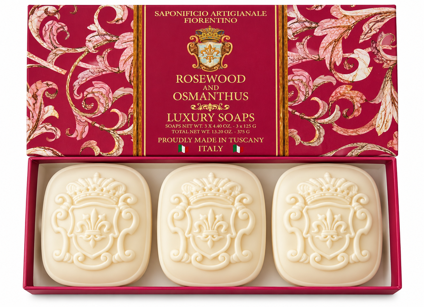 saponificio-fiorentino-luxury-seife-rosewood-osmanthus-3x125g image 1