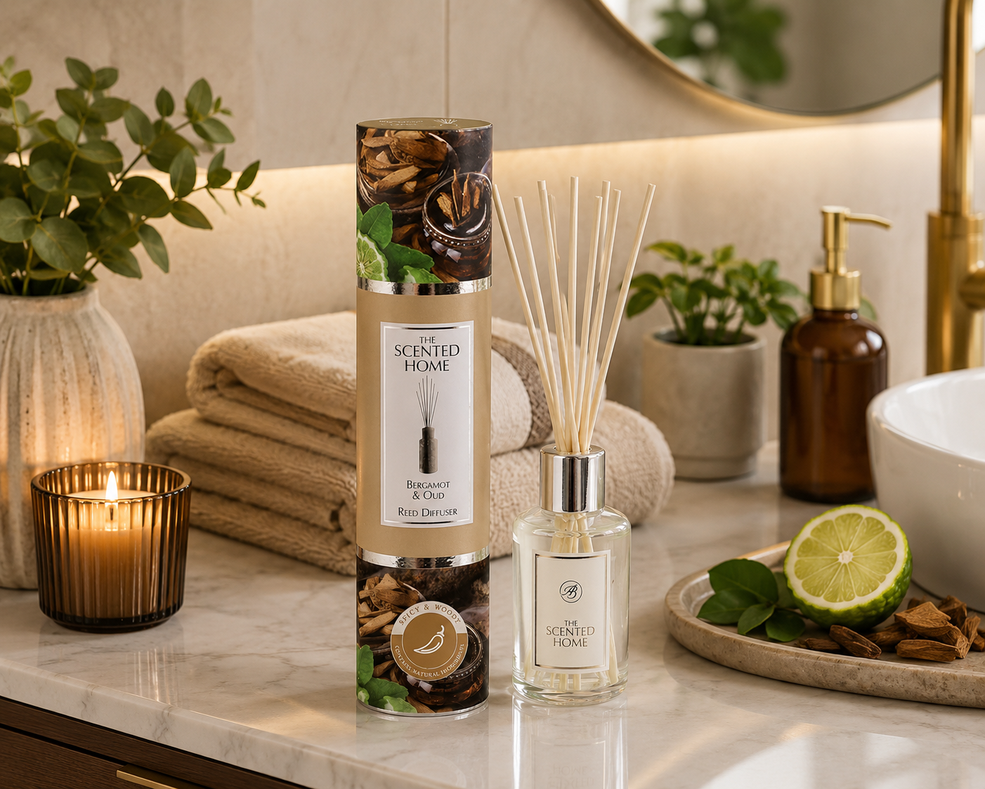 the-scented-home-bergamot-oud-raumduft-diffuser-150-ml-rattan image 3