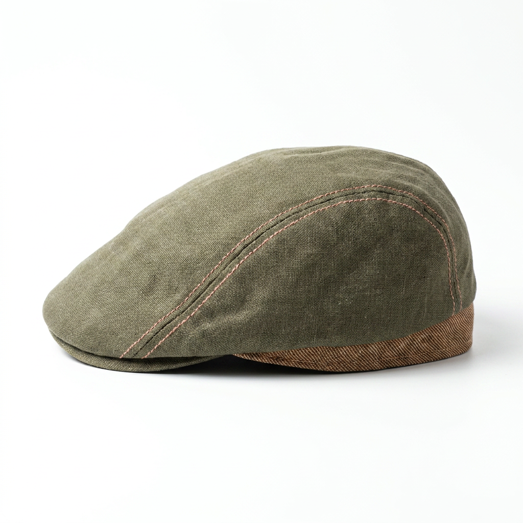 samis-flatcaps-flatcap-leinen-schieberm-tze-oliv-sommer image 2