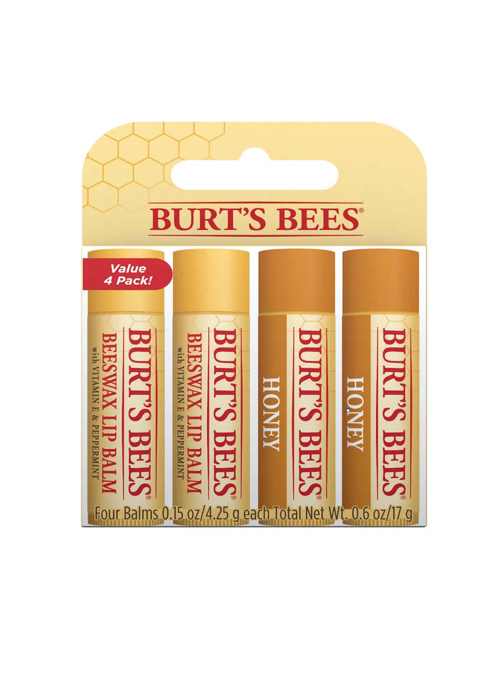 burt-s-bees-honey-beeswax-lip-balm-4er-pack-lippenpflege image 1