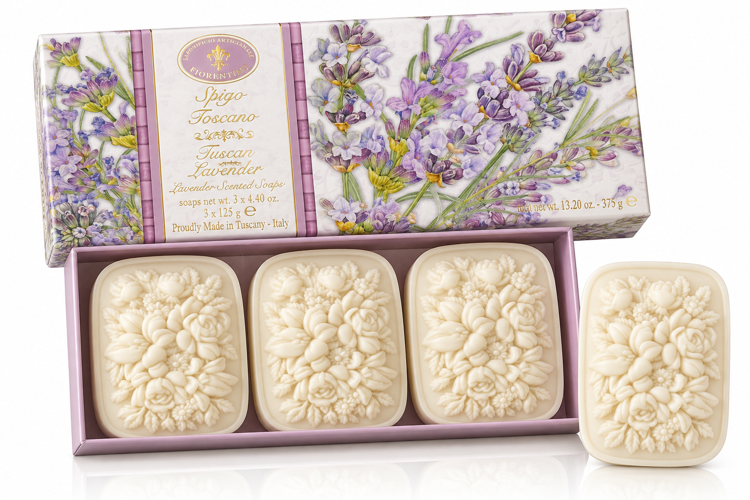 saponificio-artigianale-fiorentino-spigo-toscano-seifenset-lavendel-3x125-g image 1
