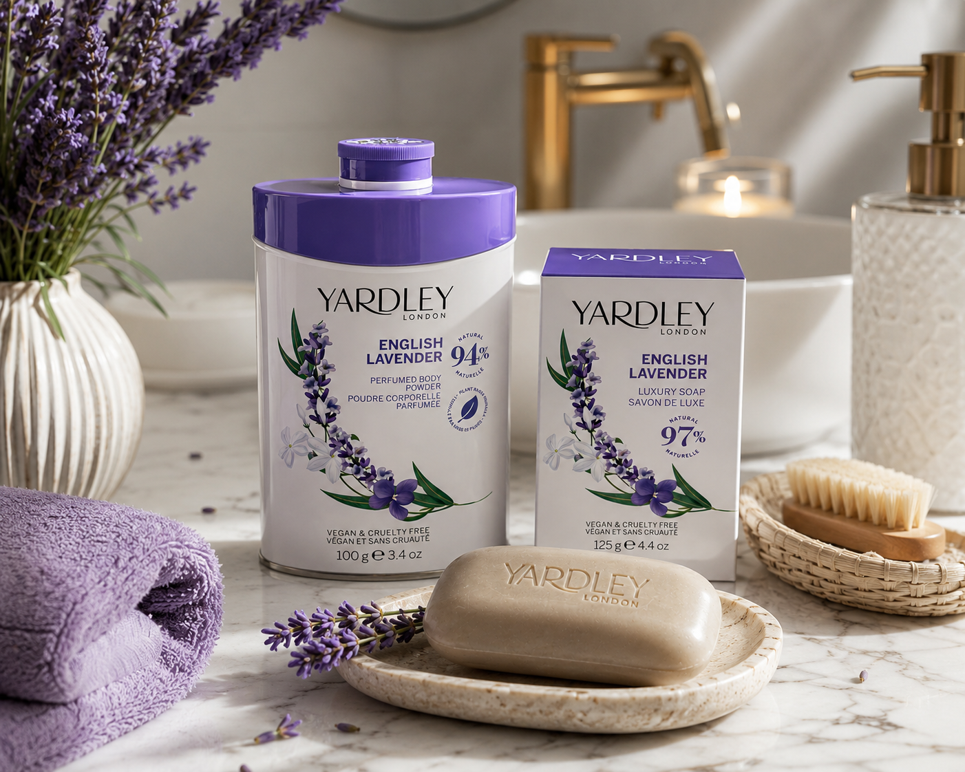 yardley-london-english-lavender-pflegeset-puder-100g-seife image 2