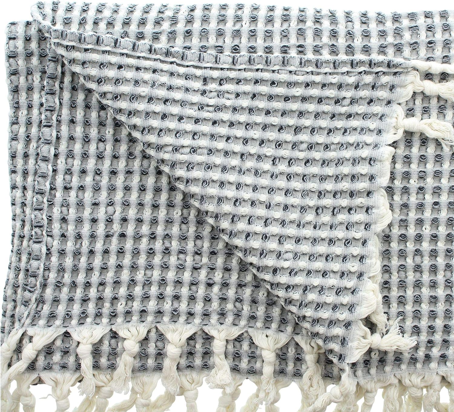 frank-flechtwaren-plaid-waffelpique-130x170-schwarz-creme image 4