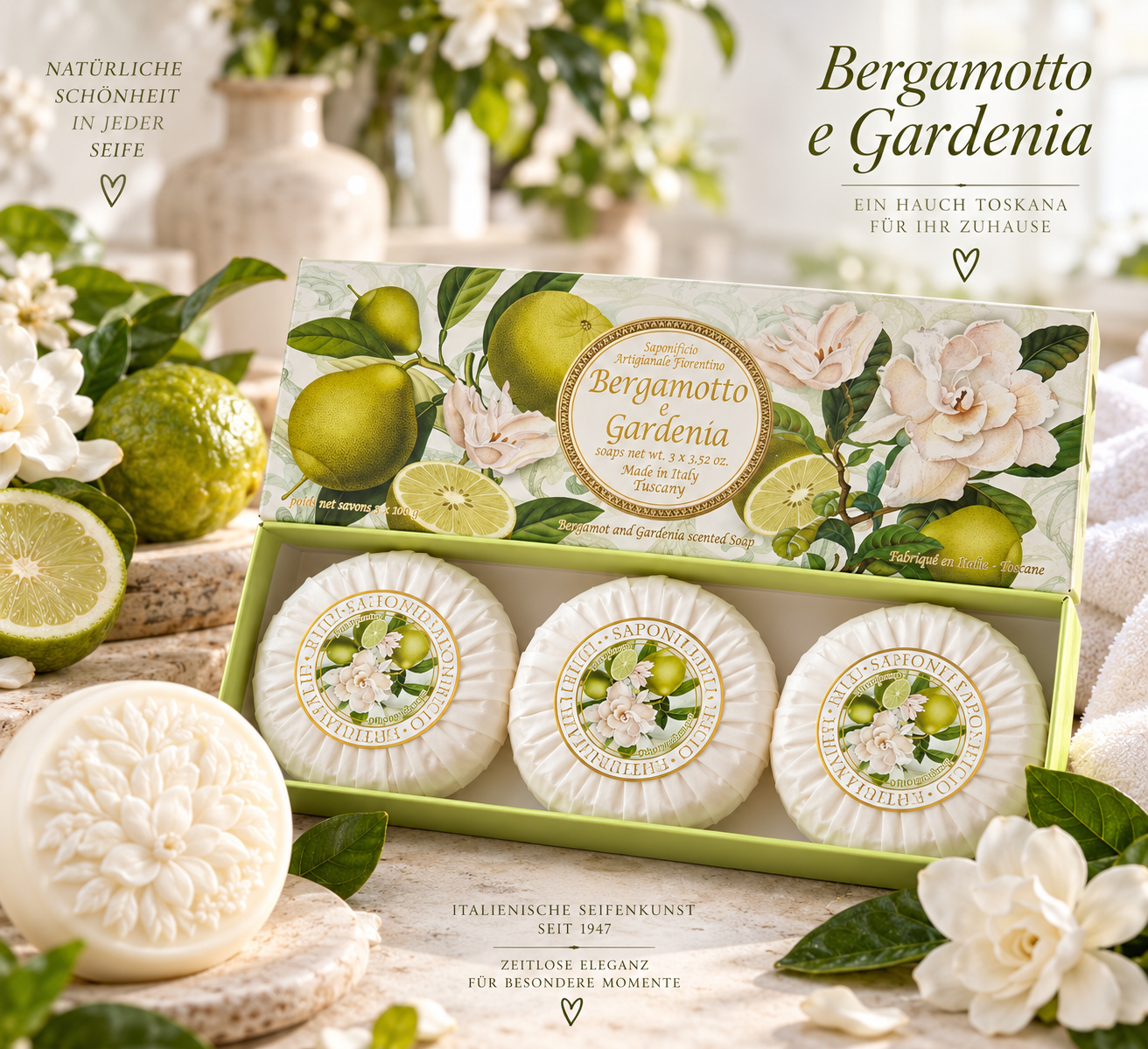saponificio-fiorentino-seifenset-bergamotte-gardenie-3x100-g image 2