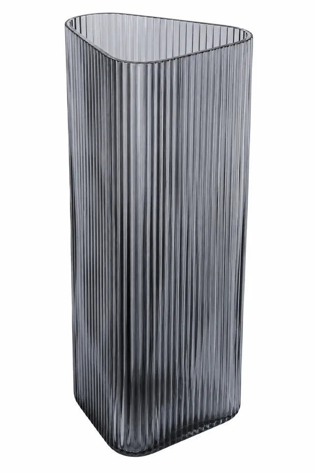 leger-dekovase-glas-rauchgrau-geriffelt-33-cm-hoch image 1