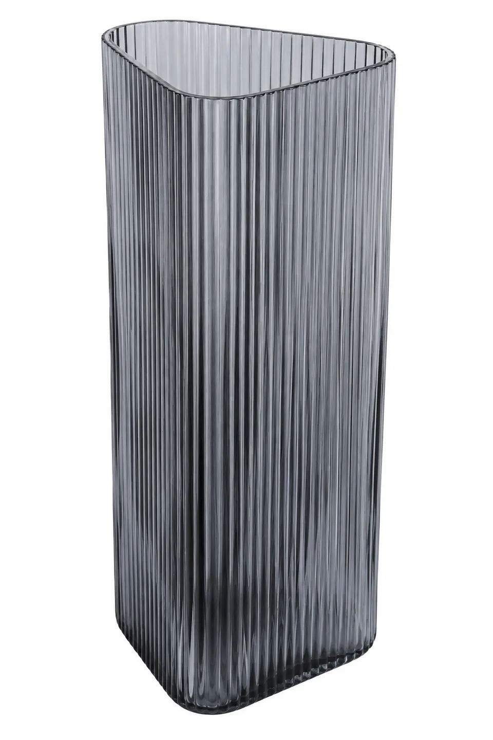 leger-dekovase-glas-rauchgrau-geriffelt-33-cm-hoch image 1