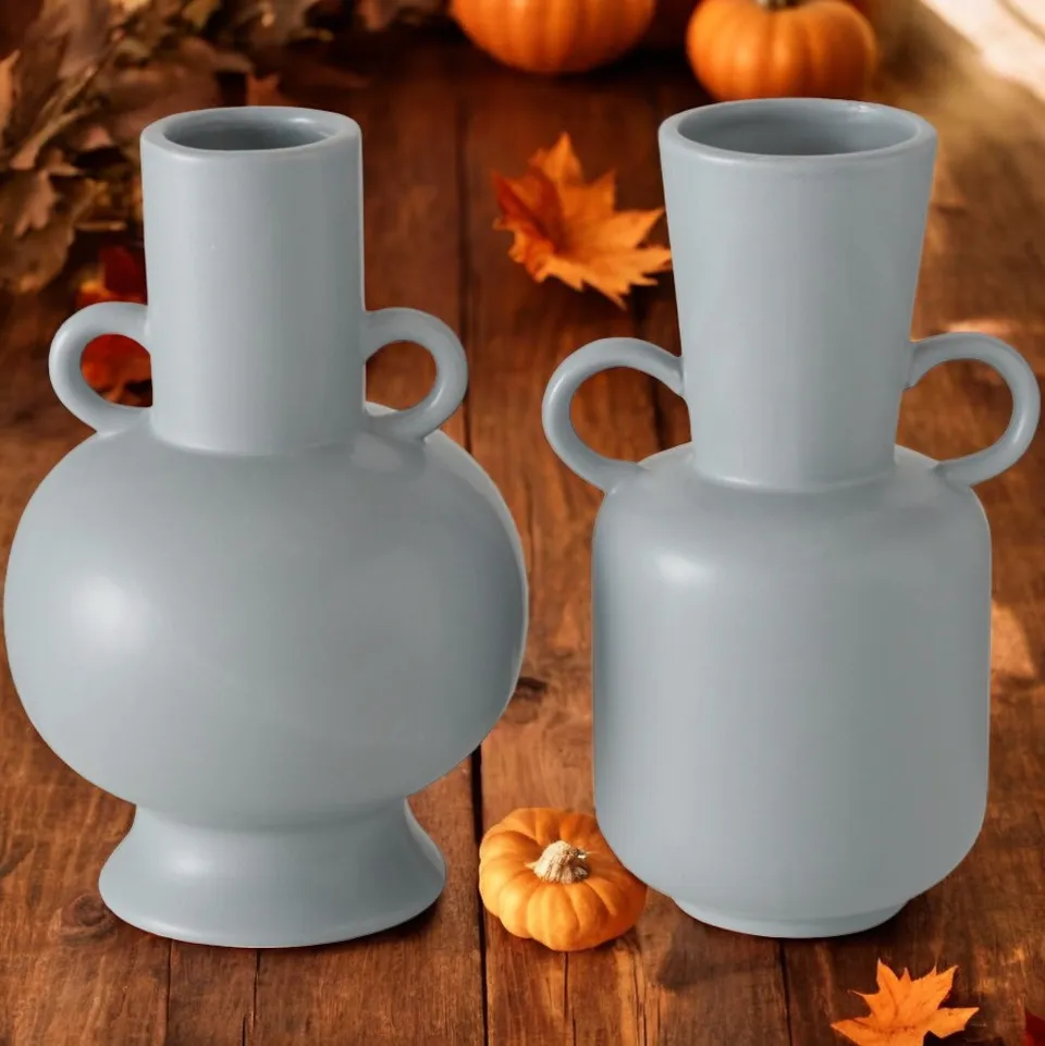 boltze-tischvase-danjin-steingut-grau-13x21-cm-2er-set-dekovase image 1