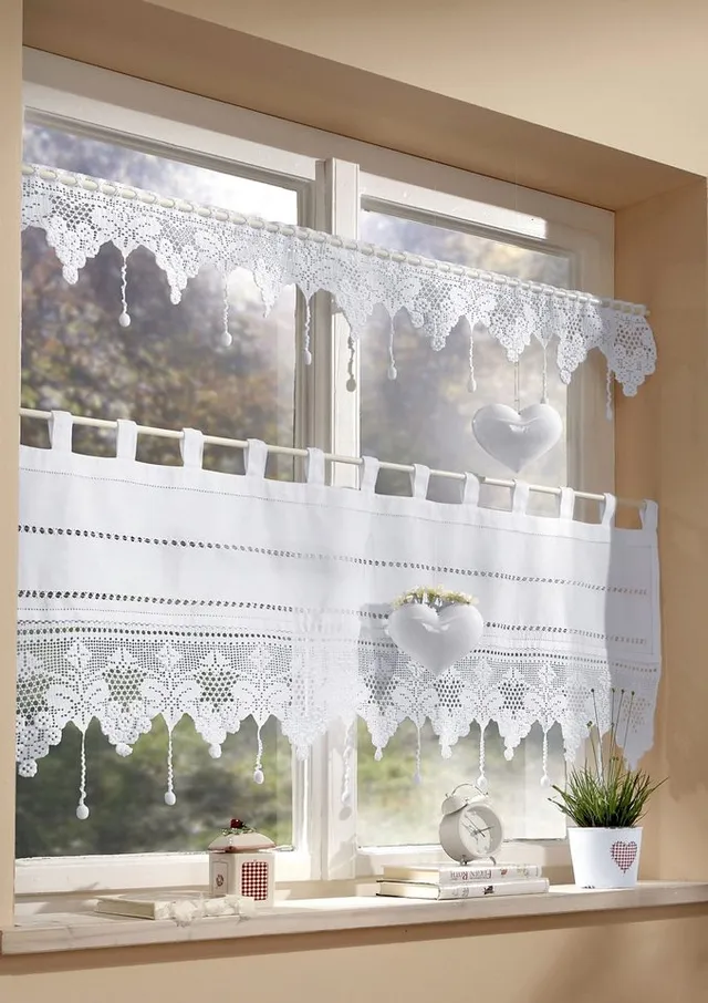 nesbel-querbehang-landhaus-vintage-baumwolle-naturwei-bommeln image 1