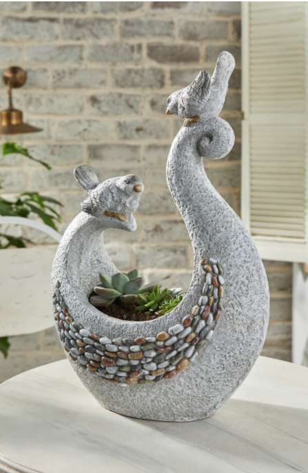 nesbel-pflanzschale-vogelpaar-steinoptik-k-bel-33x19x50-cm-grau image 1