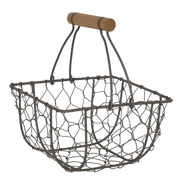 clayre-eef-aufbewahrungskorb-eisen-schwarz-holzgriff-16x16x20 image 1