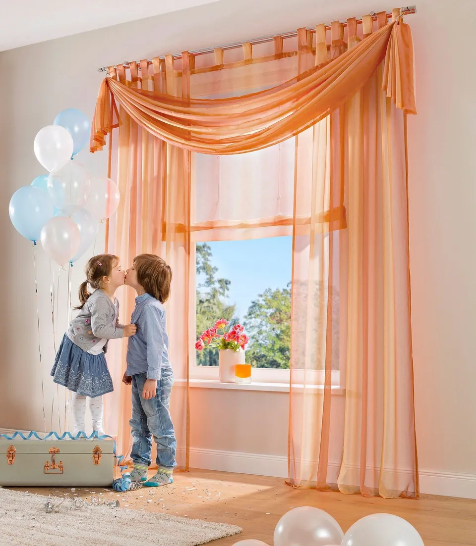 my-home-rino-raffrollo-voile-orange-225x140-cm-2er-set image 1