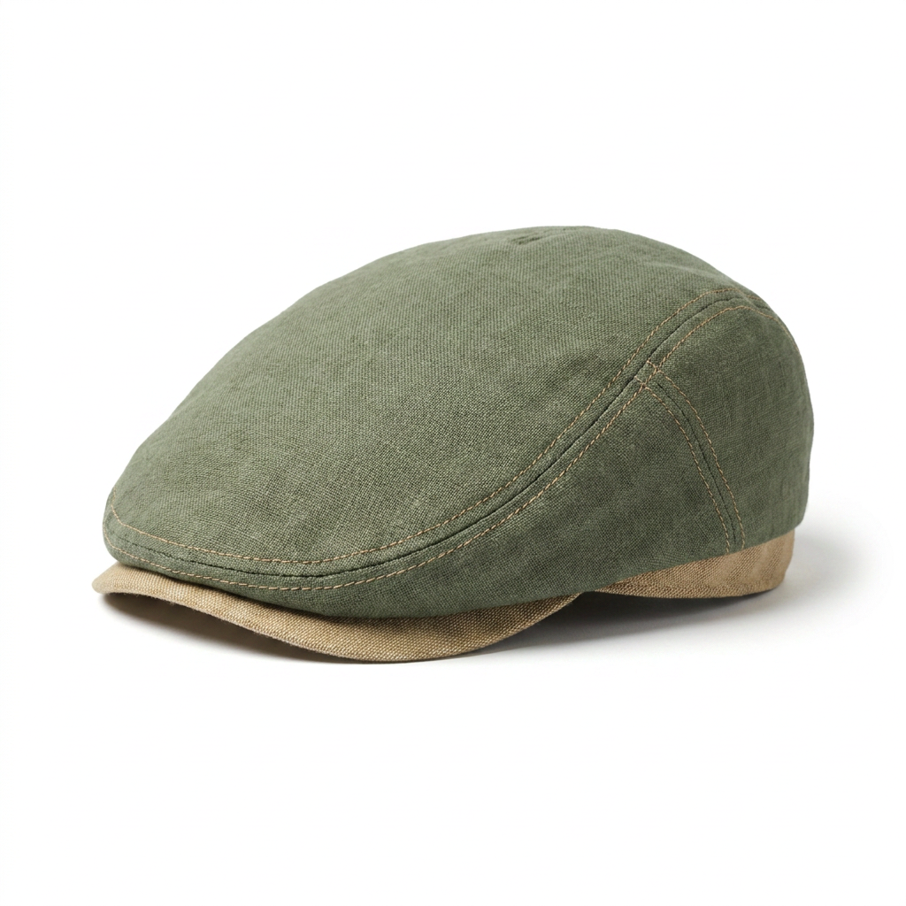samis-flatcaps-flatcap-leinen-schieberm-tze-oliv-sommer image 4