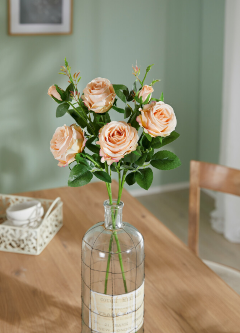 rose-apricot-kunstblume-strauch-deko-64-cm-2er-set-gro-e-bl-te image 4
