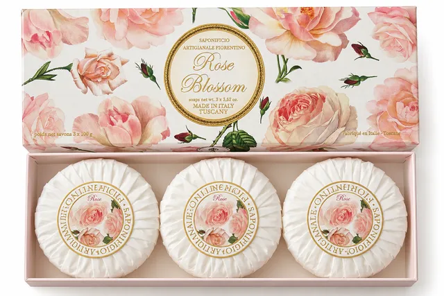 saponificio-artigianale-fiorentino-rose-blossom-seifenset-3x100-g image 1