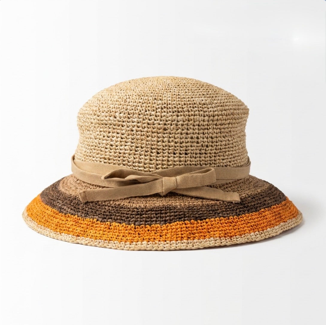 samis-cloche-raffia-strohhut-schwarz-orange-uni image 2