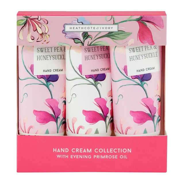 heathcote-ivory-sweet-pea-handcreme-trio-3x30-ml-blumig image 1