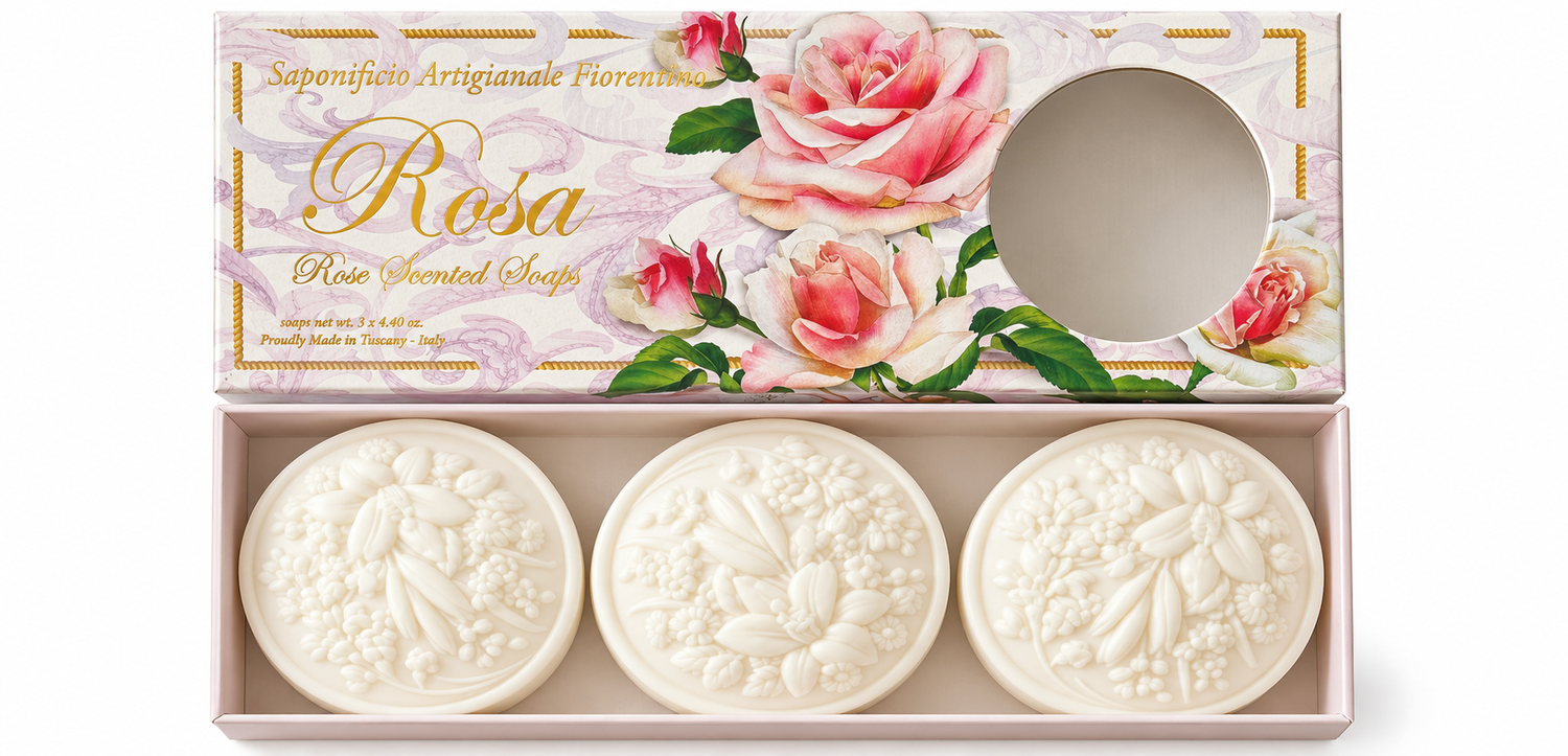 saponificio-fiorentino-rosa-seifenset-3x125-g-rosenduft image 1
