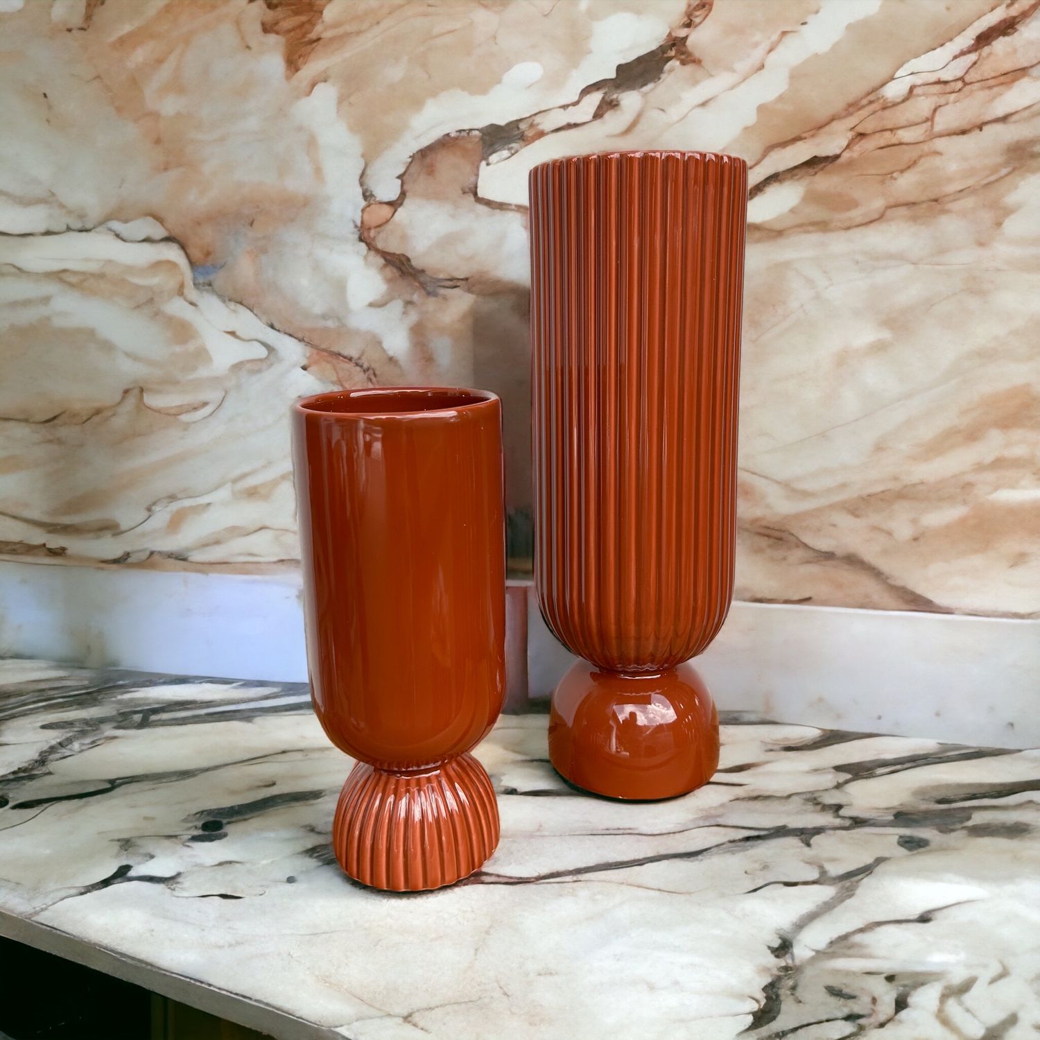 couch-dekovase-keramik-rot-37-cm-blumenvase image 2