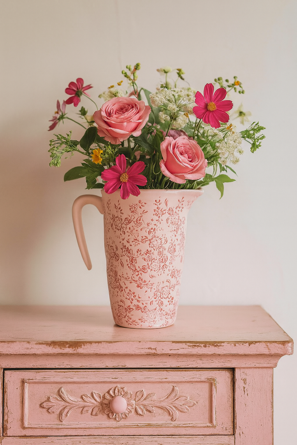 keramik-vase-krug-millefleur-rosa-19-cm-glasiert image 3