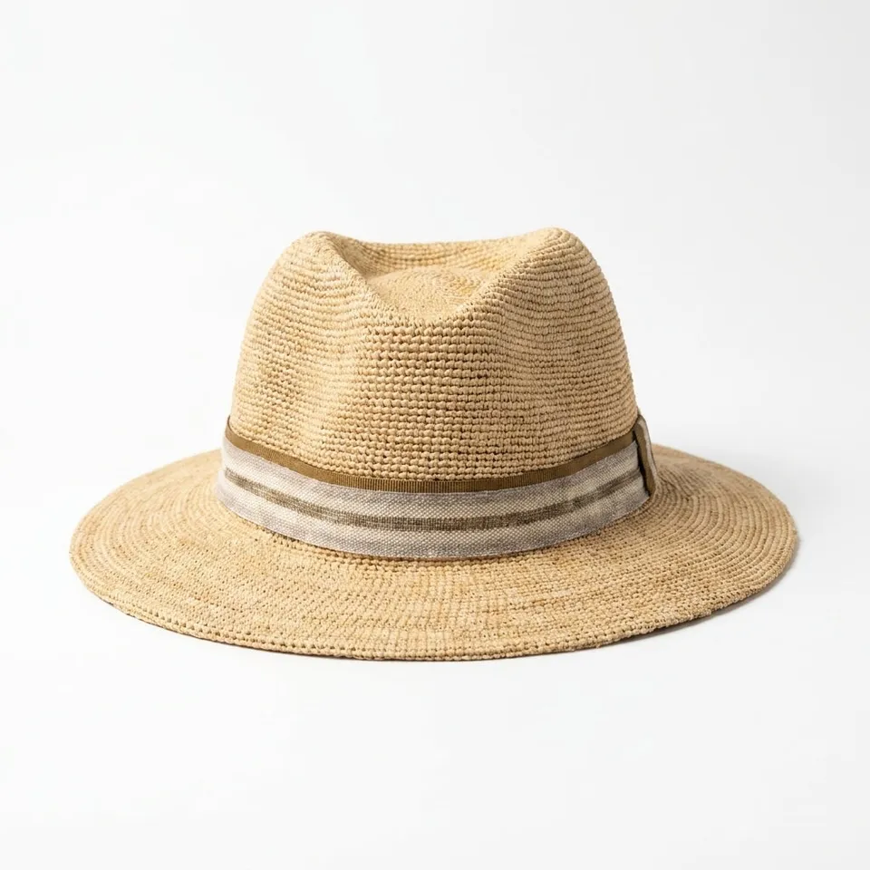 samis-traveller-raffia-strohhut-natur-band-oliv-rollbar image 1