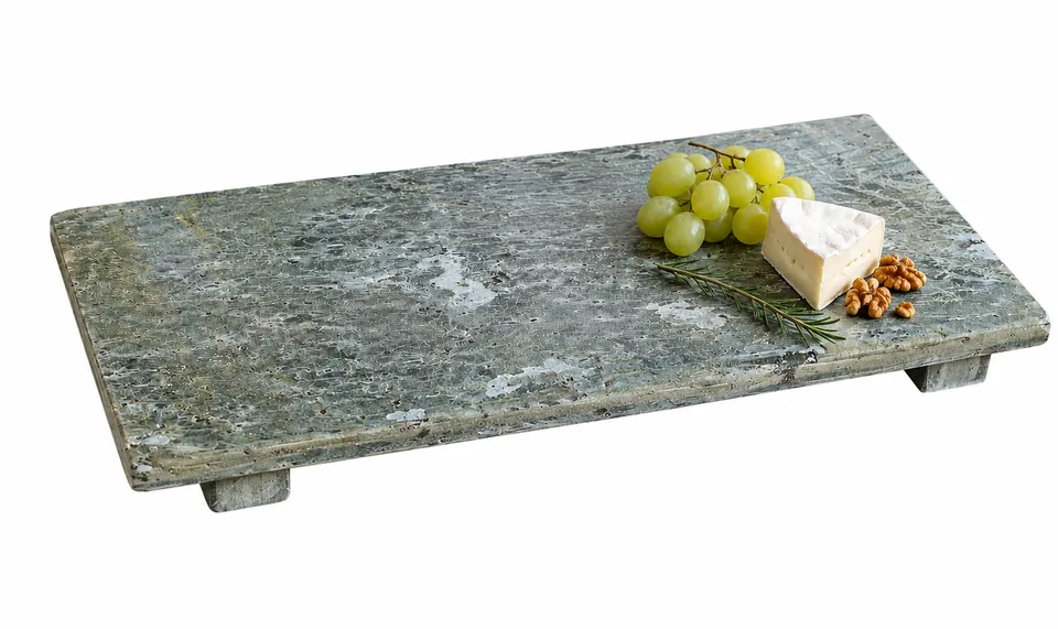 marmor-servierplatte-mit-f-en-31x23-cm-k-seplatte-wei-gr-n image 1