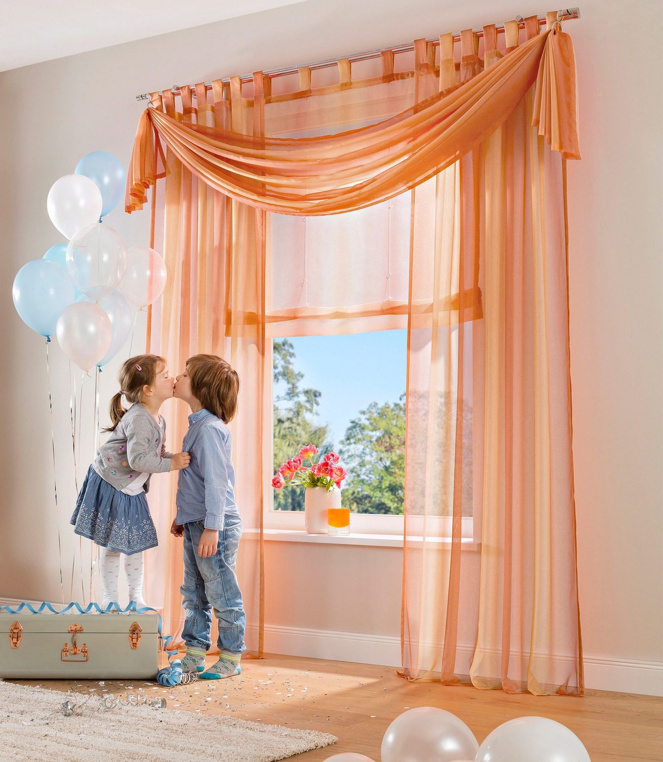 my-home-rino-raffrollo-voile-orange-225x140-cm-2er-set image 1