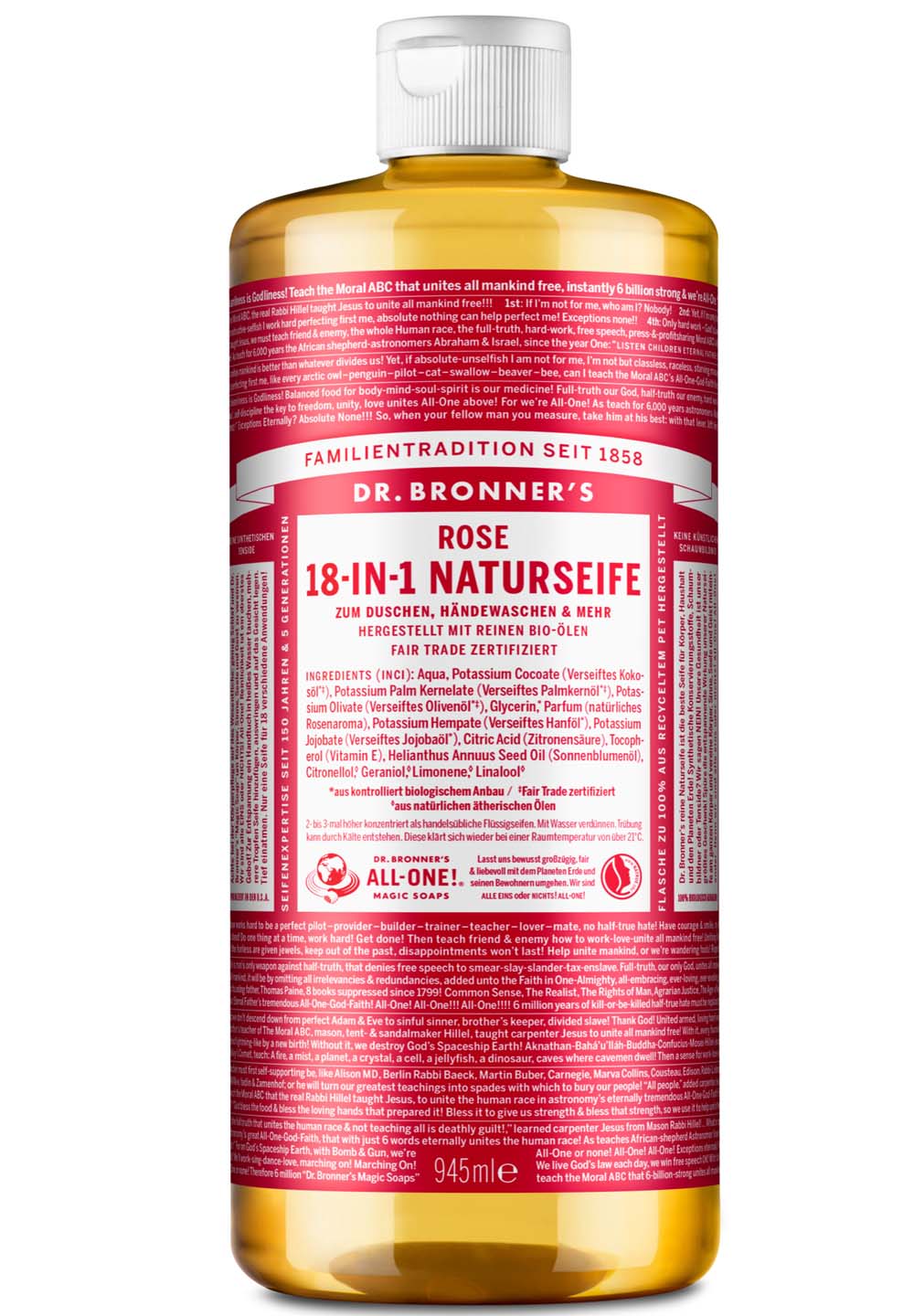 dr-bronner-s-rose-18-in-1-naturseife-fl-ssigseife-945-ml-rose image 1