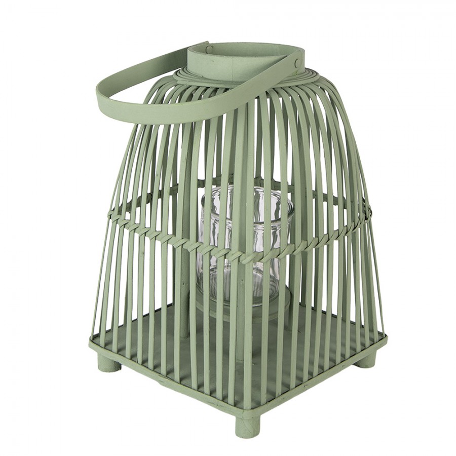 clayre-eef-windlicht-gr-n-rattan-glas-24x24x36-cm image 1